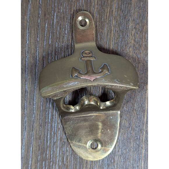 VTG Nautical Brass Bottle Opener Maritime Anchor Emboss Design Wall Mount Sail - Picture 1 of 6
